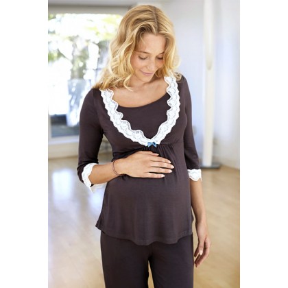 Комплект для беременных и кормящих Amoralia Lace Trim Pewter (брюки/длинный рукав)