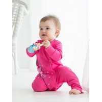 Комбинезон на кнопках Bambinizon «Альпийские луга», цвет ярко-розовый