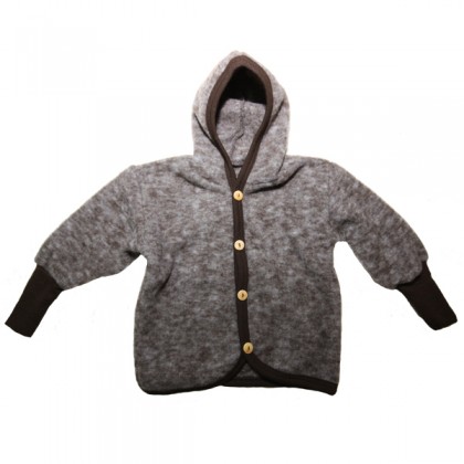 Кофта из шерстяного флиса с капюшоном Cosilana Шоколадный меланж