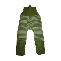 Штанишки из шелко-шерсти Cosilana зеленые в белую полоску