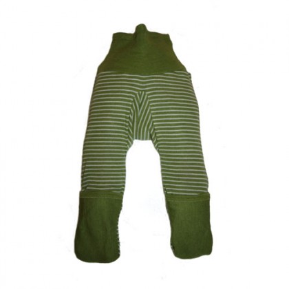 Штанишки из шелко-шерсти Cosilana зеленые в белую полоску