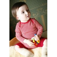 Боди из шелко-шерсти Cosilana красный в белую полоску