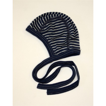 Чепчик из шелко-шерсти Cosilana синий в белую полоску 