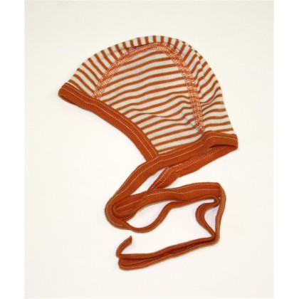 Чепчик из шелко-шерсти Cosilana оранжевый в белую полоску 