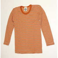 Футболка из шелко-шерсти Cosilana оранжевая в белую полоску (от 92 р-ра)