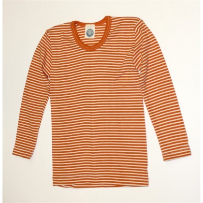 Футболка из шелко-шерсти Cosilana оранжевая в белую полоску (от 92 р-ра)