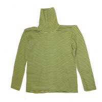 Водолазка из шелко-шерсти Cosilana зеленая в белую полоску