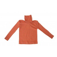 Водолазка из шелко-шерсти Cosilana оранжевая в белую полоску