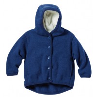 Куртка с капюшоном из свляной шерсти Disana Темно-синяя