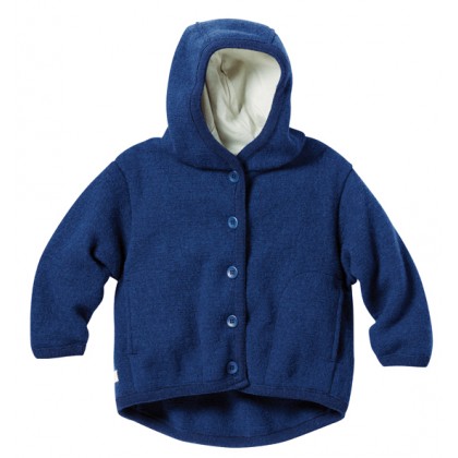 Куртка с капюшоном из свляной шерсти Disana Темно-синяя