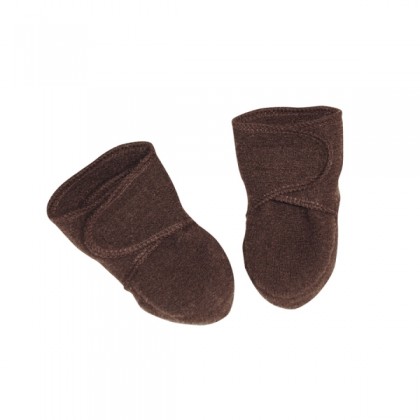 Пинетки из свляной шерсти со стопперами Disana Шоколад