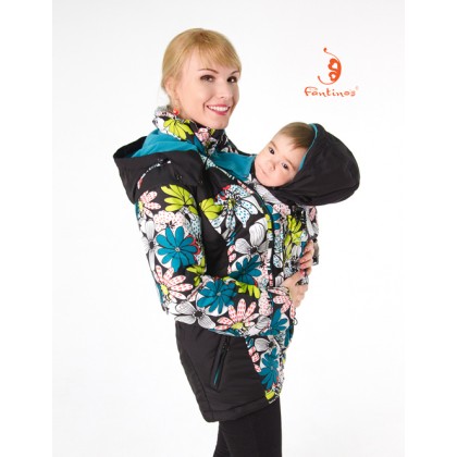 Слингокуртка демисезонная Fantino's КЭМЕРОН "3 в 1", цвет черный/бирюза 