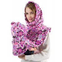 Капор-манишка для мамы и малыша I Love Mum "Чук и Гек", лиловые цветы