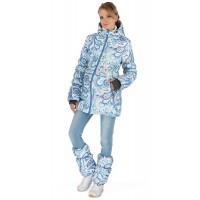 Куртка зимняя для беременных 2в1 I LOVE MUM "Мальта", голубой узор