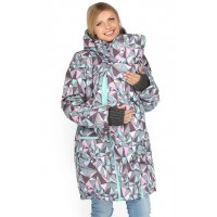 Зимняя мембранная слингокуртка 3 в 1 I LOVE MUM "МАНИЛА", цвет розовая геометрия