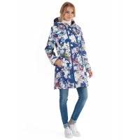 Демисезонная куртка для беременных 2в1 I Love Mum "Оливия", белые цветы на синем
