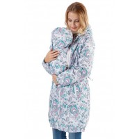 Демисезонная слингокуртка 3 в 1 I LOVE MUM "ВУАЛЯ", пэйсли бирюза на белом