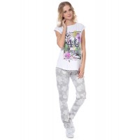 Брюки для беременных I LOVE MUM "Арман" серые с цветами