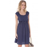 Платье для беременных и кормящих I Love Mum "ПАВЛИНА" синее в горох