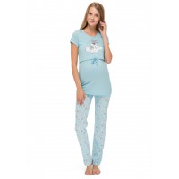 Комплект для беременных и кормящих "Уют", голубой с зайками