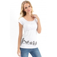 Футболка для кормящих I Love Mum ФХ07 белая с птичками