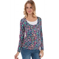 Лонгслив для беременных и кормящих "Габия" темно-синий с пейсли