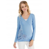 Лонгслив для беременных и кормящих "ФИБИ" светло-голубой