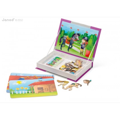 Магнитная книга "Лошади и наездники" Janod