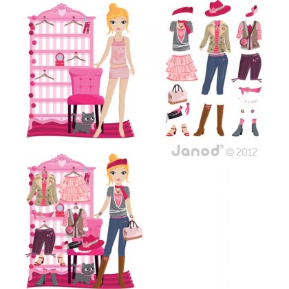 Наклейки магнитные на стену "Модница", 22 шт. Janod