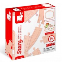 Железная дорога "Набор деревянных треков", 12 эл. Janod