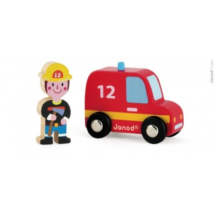 Набор "Пожарная машина и пожарный" Janod 