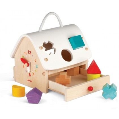 Развивающая игрушка "Домик-сортер с часами" Janod