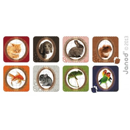 Пазл двухсторонний "Домашние питомцы", 16-20-24-30 эл. Janod