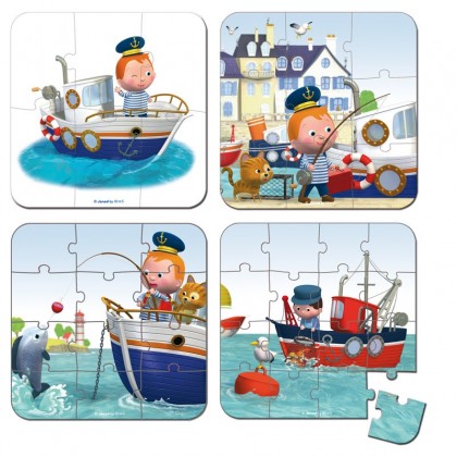 Пазл "Я - капитан", 4 в 1 Janod