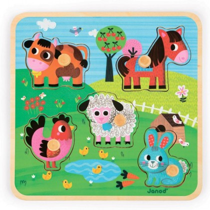 Пазл "Счастливая ферма", 5 эл. Janod