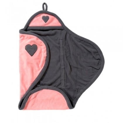 Флисовое одеяло-конверт на липучке Jollein, цвет Heart pink/anthracite