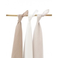 Комплект муслиновых пеленок Jollein 115х115 см, 3 шт, цвет кремовый/песочный/белая