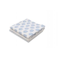 Комплект фланелевых пеленок Jollein Owl blue 70х70 см, 3 шт
