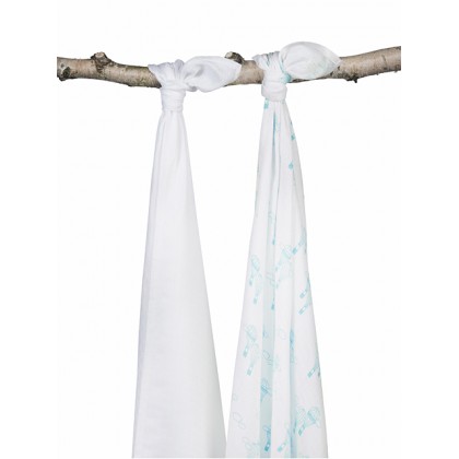 Комплект бамбуковых пеленок Jollein 115 х115 см, цвет воздушные шары голубые (2 шт)