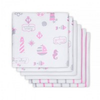 Комплект многоцелевых пеленок Jollein Girls at sea 70х70 см, 6 шт (муслин)