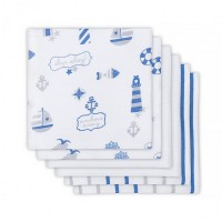 Комплект многоцелевых пеленок Jollein Boys at sea 70х70 см, 6 шт (муслин)