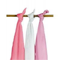 Комплект муслиновых пеленок Jollein 115х115 см, 3 шт, цвет фуксия/розовая/белая