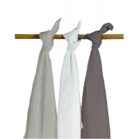 Комплект муслиновых пеленок Jollein 115х115 см, 3 шт, цвет серая/антрацит/белая