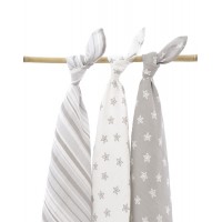 Комплект муслиновых пеленок Jollein 115х115 см Starfish grey, 3 шт