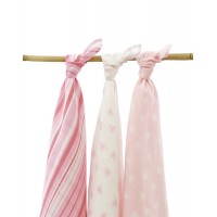 Комплект муслиновых пеленок Jollein 115х115 см Hearts pink, 3 шт