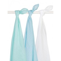 Комплект муслиновых пеленок Jollein 115х115 см, цвет мята/лагуна/белый, 3 шт