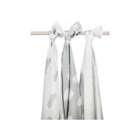 Комплект из 3 муслиновых пеленок Jollein "Серые облака" (115х115 см)