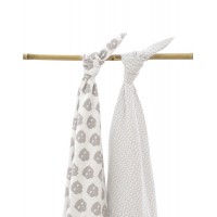 Комплект пеленок Jollein 115х115 см Owl grey, 2 шт (фланель+муслин)