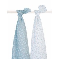 Комплект 2 муслиновых пеленок Jollein "Серо-зеленая графика" (115х115 см)