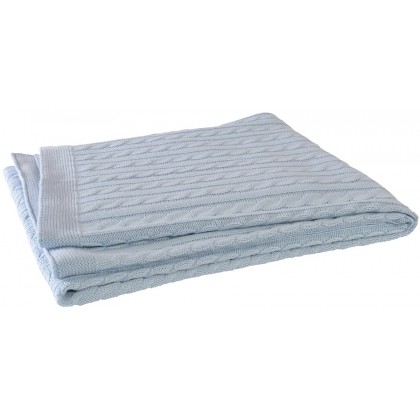 Вязаный плед (косичка) Jollein 75х100, цвет светло-голубой